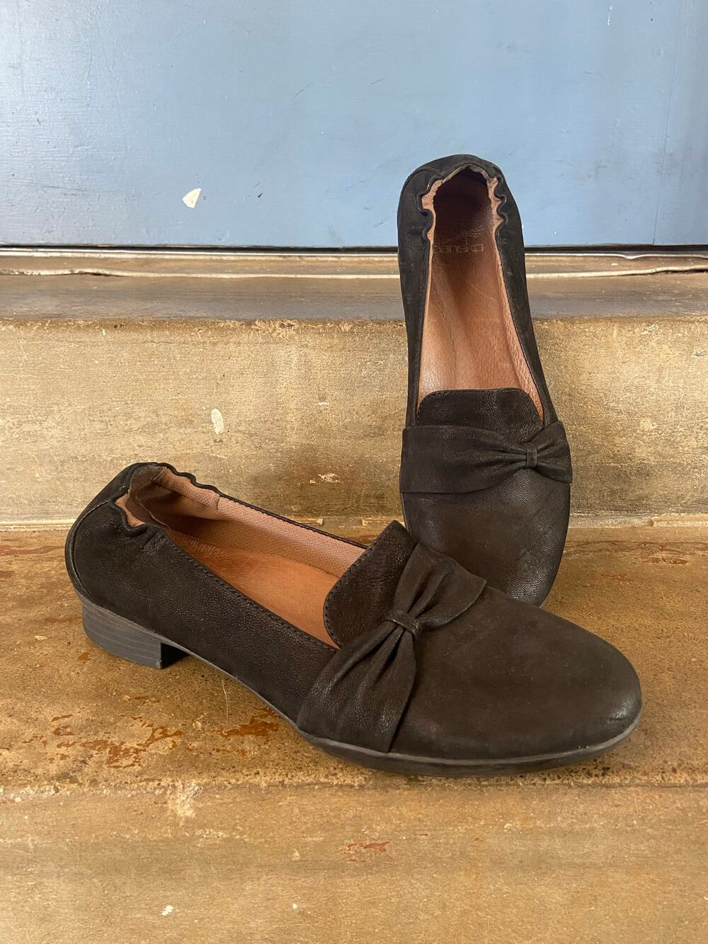 Dansko Karen black burnished nubuck leather loafer